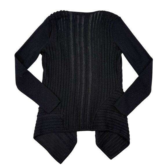 Eileen Fisher Cardigan Sweater Size Medium Black Wool Mohair Mature Open Front - Picture 2 of 8